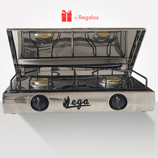 Cocina 2 hornillas de Acero C/Tapa