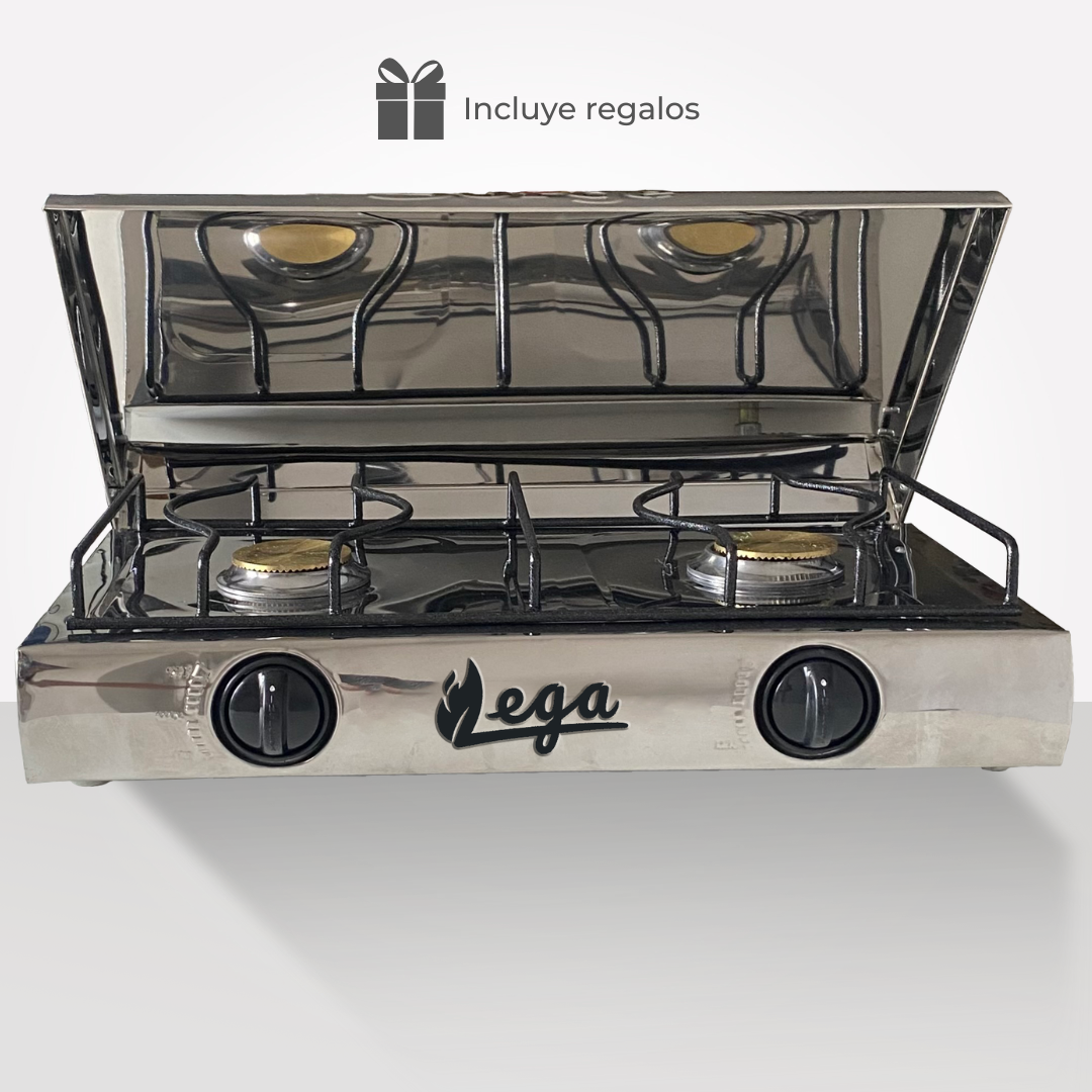 Cocina 2 hornillas de Acero Inox C/Tapa