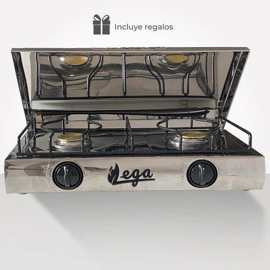 Cocina 2 hornillas de Acero Inox C/Tapa
