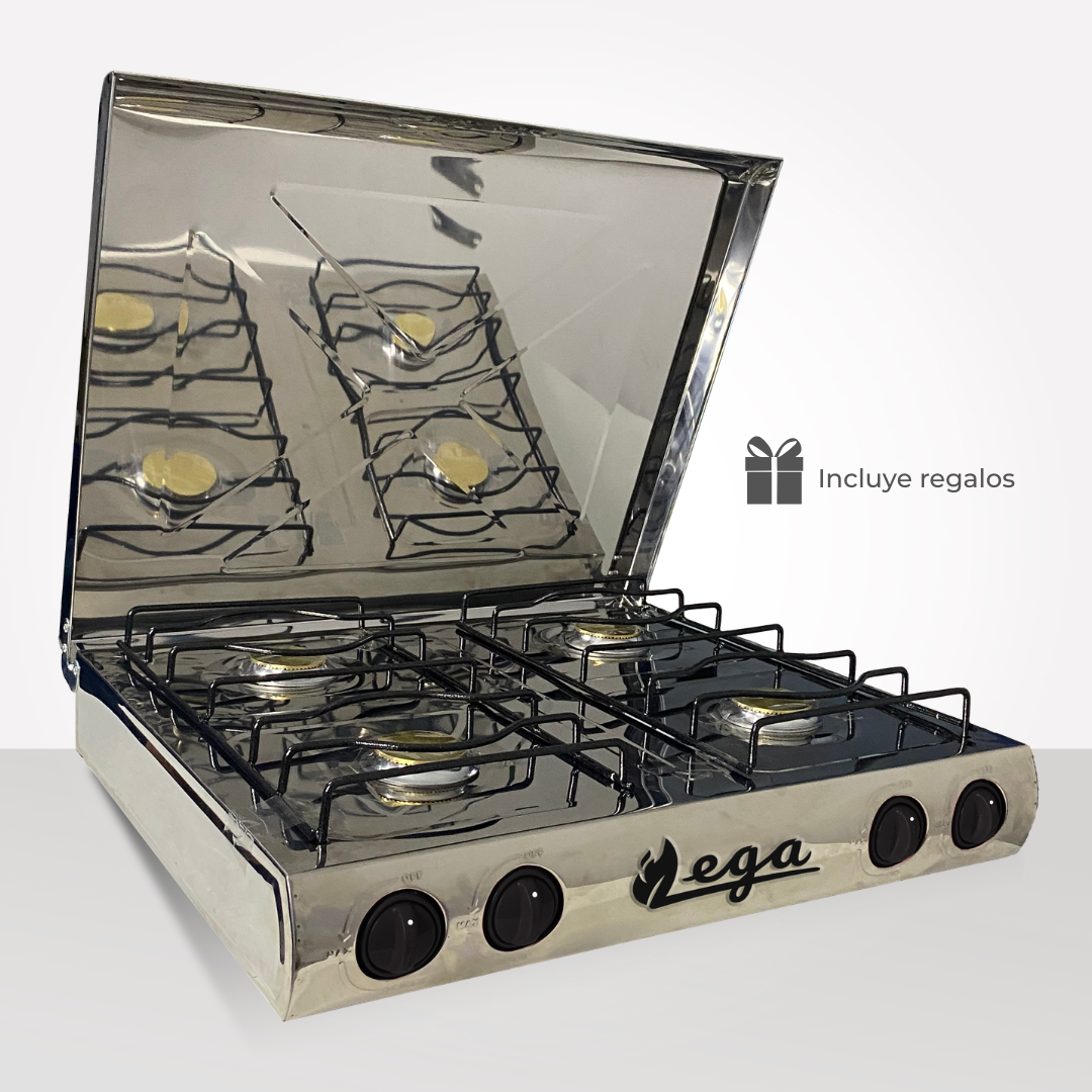 Cocina 4 hornillas de Acero C/Tapa Max