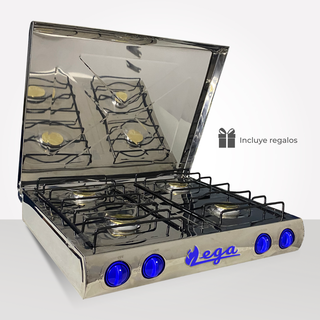 Cocina 4 hornillas de Acero C/Tapa Max