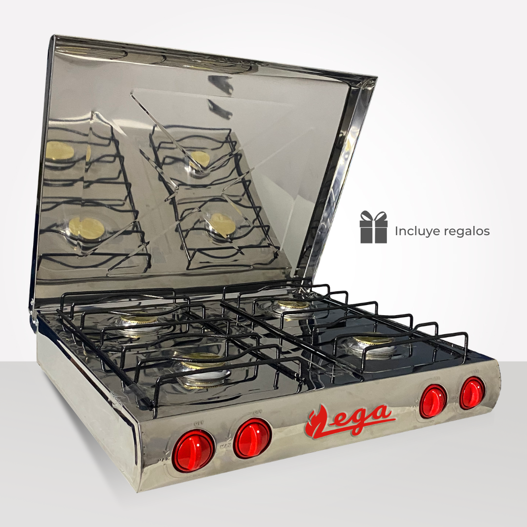 Cocina 4 hornillas de Acero C/Tapa Max